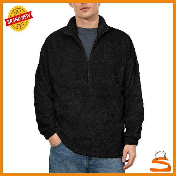 Men's Sherpa Fleece Quarter Zip Pullover Jacket Winter Outwear